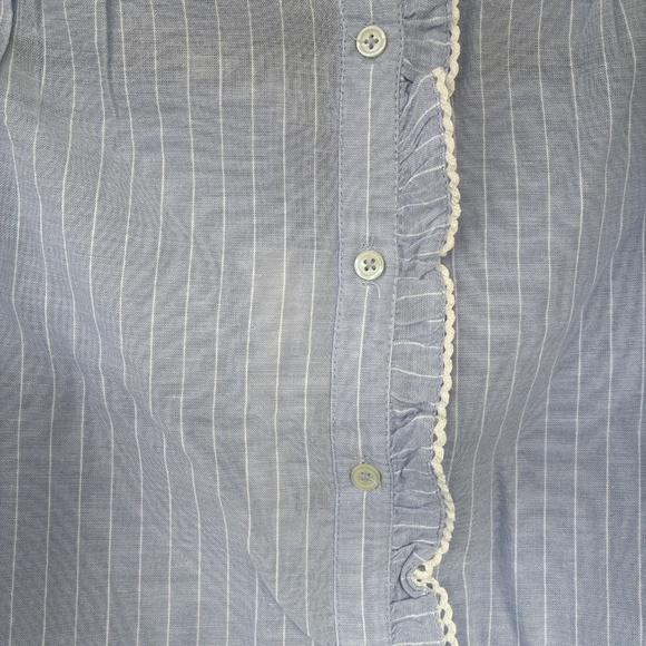 ME+EM NWT Cotton Voile Short Sleeve Striped Frill Detail Top - Picture 2 of 5